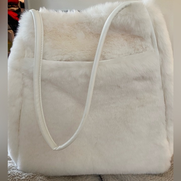Anthropologie Soft White Faux Fur Tote - Picture 8 of 9